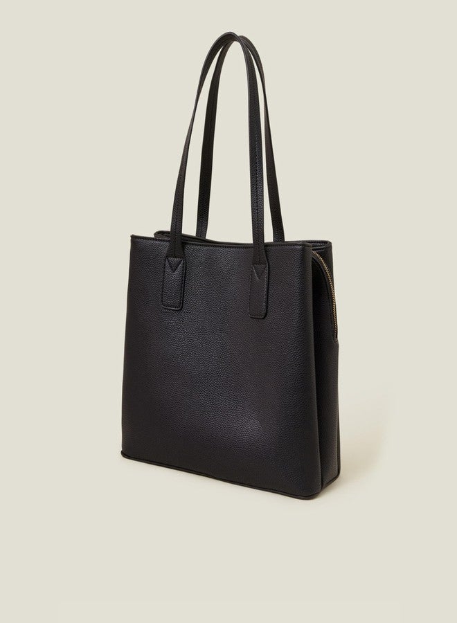 أكسيسورايز حقيبة يد نسائية سوداء بحزام من نسيج شبكي من أكسسورايز لندن - Image 4